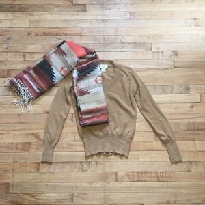 Neiman Marcus Tan cashmere sweater